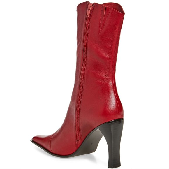 Jeffrey Campbell Be Bold Western Boots Size 5 Red Distressed Leather NEW $280 - Picture 4 of 12